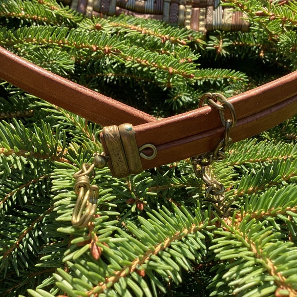 Brass Copper Thick Harness Leather Unique Design Boho Belt main image 6